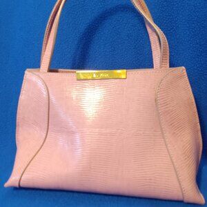 Women By Far pink lizard small satchel / tote Handbag Purse EUC